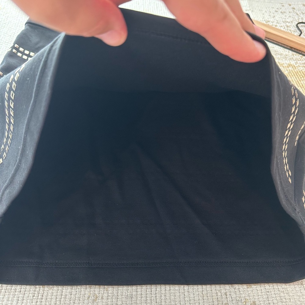 INC INTERNATIONAL CONCEPTS Black Stretch Silver Studded Mini Skirt | Size 8 - Picture 5 of 8